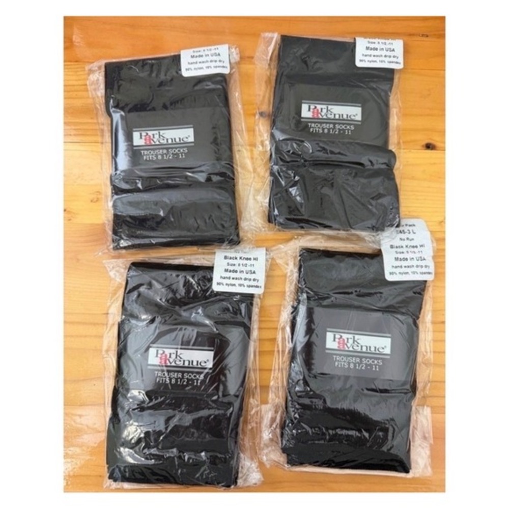 Park Avenue Knee-High Trouser Socks – Black‎ – 12 Pairs (4 Packs) – NWT